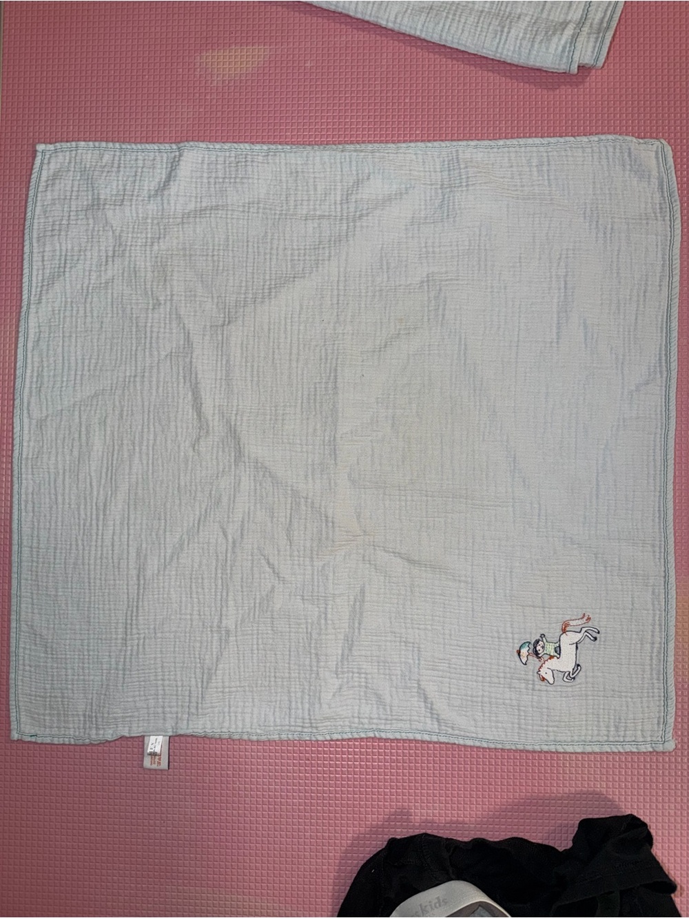 Hermes Light Gray Baby swaddle with Small Multicolor Motif